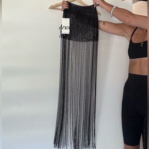 🖤ZARA BEADED LONG SKIRT, BLACK. XS (says medium but is not a medium!!!) 🖤